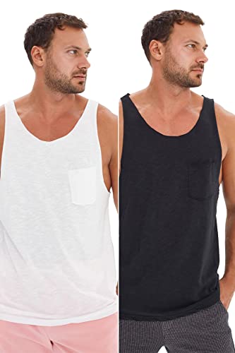Trendyol Men's Männlicher regulärer fit 2 Paket Athlet T-Shirt, Black and White, Extra Large von TRENDYOL