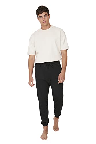 TRENDYOL Men's Menswear Normal Waist Regular Sweatpants, Schwarz, S von TRENDYOL