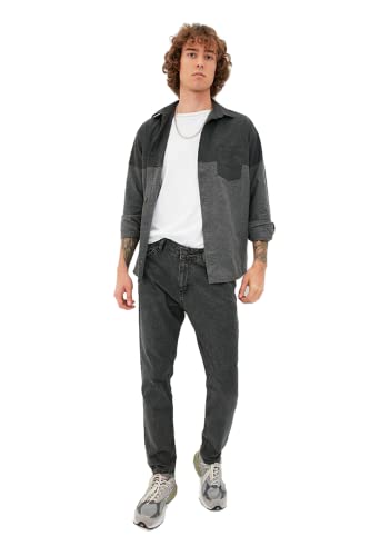 Trendyol Men's Normal Waist Relaxed Jeans, Gray, 32 von TRENDYOL
