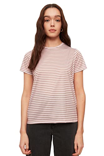Trendyol Mink gestreiftes Basic gestricktes T-Shirt, Nerz, von TRENDYOL