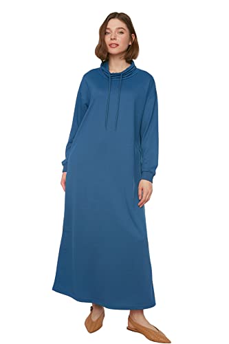 Trendyol Modest Damen Trendyol Woman Mini Bodycon Rundhalsausschnitt Gestrickt Kleid, Indigo, 34 EU von TRENDYOL