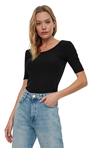 Trendyol Damen Wry Knitted Blouse Hemd, Black, S von TRENDYOL
