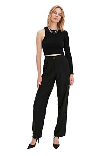 TRENDYOL Damen Schwarze Geräumige Hose Groß Pants Chino, Schwarz, 36 von TRENDYOL