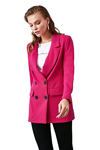 TRENDYOL Damen Trendyol-übergröße Blazerjacke mit -Button Trendyol Oversize Blazer Jacket with Fuchsia Button Fuchsia , Fuchsia, 38 EU von TRENDYOL