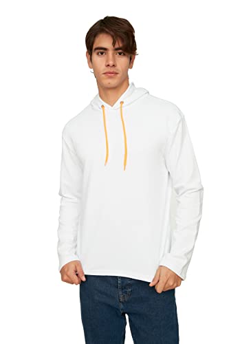 Trendyol White Herren Hooded Normal Fit Sweatshirt, weiß, von TRENDYOL