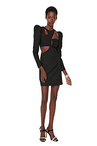Trendyol Woman Mini Bodycon Rundhalsausschnitt Gestrickt Kleid, Black, 40 EU von TRENDYOL