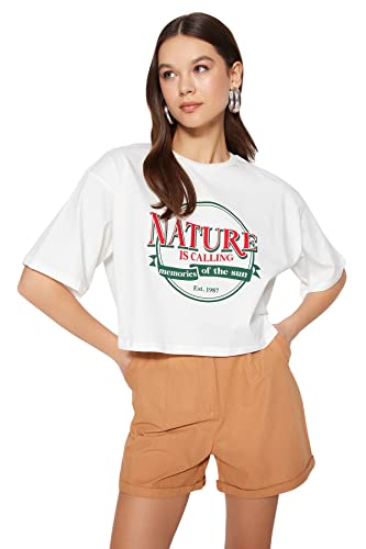 Trendyol Woman Relaxed fit Basic Crew Neck Knit T-Shirt Hemd, von TRENDYOL