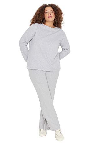 Trendyol Women's Damen 2er-Pack Gerade Lange Ärmel Freizeitkleidung Regulär Pyjama Übergröße Pajama Set, Gray, 3XL von TRENDYOL