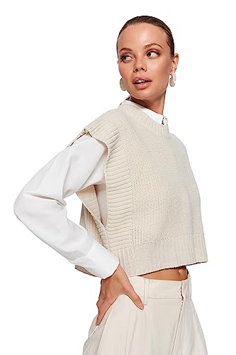 Trendyol Women's Damen Gerade-Ärmel Regulär Pullover Sweater, Stone, M von TRENDYOL