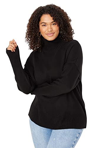 Trendyol Women's Damen Gerade Lange Ärmel Entspannt Plus Size Sweater, Black, XXL Größen von TRENDYOL