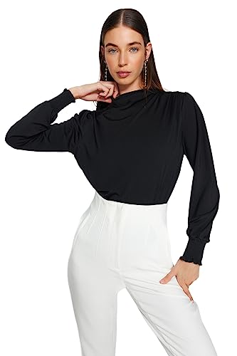 Trendyol Women's Damen Gerade Lange Ärmel Regulär Die Bluse Blouse, Black, 38 Trendyol Women's Damen Gerade Lange Ärmel Regulär Die Bluse Blouse, Black, 38 von TRENDYOL
