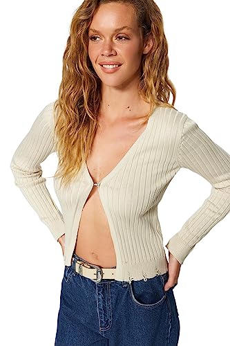 Trendyol Women's Damen Gerade Lange Ärmel Regulär Strickjacke Cardigan Sweater, Stone, L Trendyol Women's Damen Gerade Lange Ärmel Regulär Strickjacke Cardigan Sweater, Stone, L von TRENDYOL
