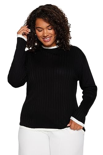 Trendyol Women's Damen Gerade Lange Ärmel Tailliert Plus Size Sweater, Black, XXL Größen von TRENDYOL