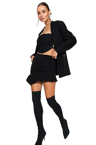 Trendyol Women's Damen Gerade Mini Basic Rock Skirt, Black, 38 von TRENDYOL