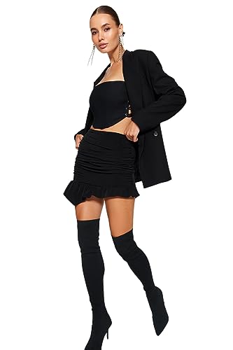 Trendyol Women's Damen Gerade Mini Basic Rock Skirt, Black, 42 von TRENDYOL