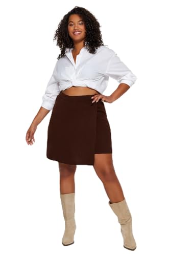 Trendyol Women's Damen Gerade Mini Kurzer Rock in Übergröße Skirt, Dark Brown, 5XL Größen von TRENDYOL