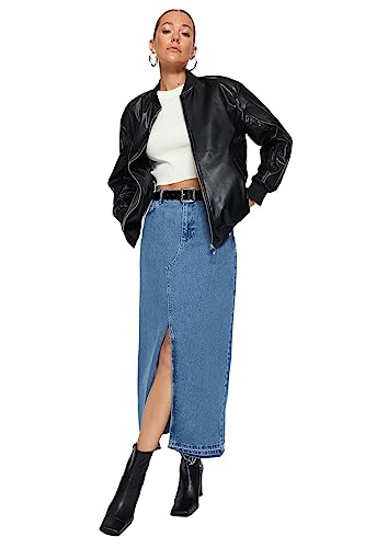 Trendyol Women's Damen Gerade Plus Size Mäntel Coat, Black, M Grande Taille von TRENDYOL