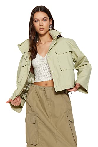 Trendyol Women's Damen Gerade Plus Size Mäntel Coat, Light Khaki, S Grande Taille von TRENDYOL