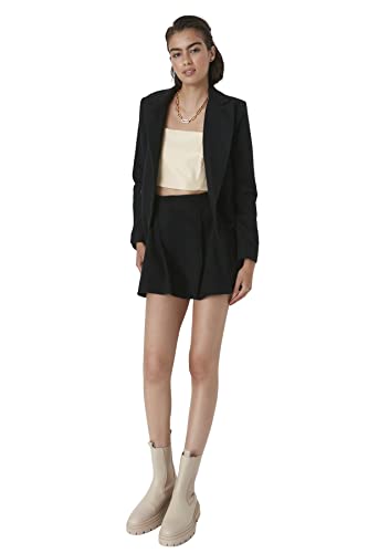 Trendyol Women's Damen Kurz Slim Straight Webstoff Rock Skirt, Black, 34 von TRENDYOL