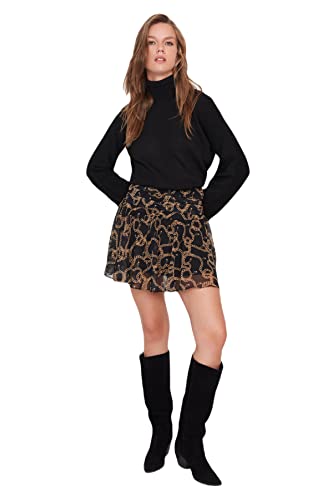 Trendyol Women's Damen Mini A-Linie Glockenrock Webstoff Rock Skirt, Black, 38 von TRENDYOL