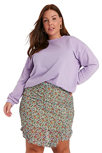 Trendyol Women's Damen Mini A-Linie Slim Fit Webstoff Größen in Rock Skirt, Green, 44 von TRENDYOL