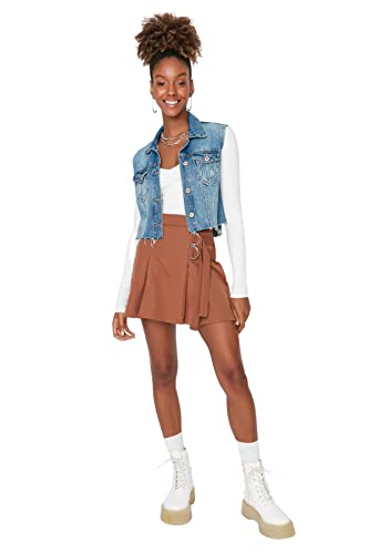 Trendyol Women's Damen Mini A-Linie Webstoff Rock Skirt, Braun, 38 von TRENDYOL