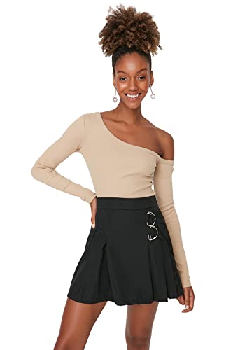 Trendyol Women's Damen Mini A-Linie Webstoff Rock Skirt, Schwarz, 36 von TRENDYOL