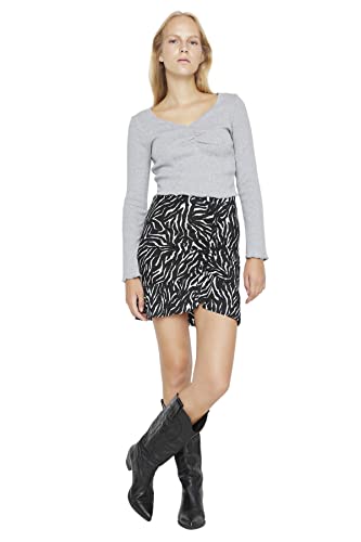 TRENDYOL Damen Mini Bodycone Skater Gestrickt Rock Skirt, Schwarz, XL von TRENDYOL