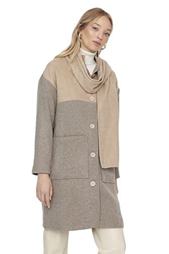 Trendyol Women's Damen Modest Regular Parkas Colorblock Webstoff Mantel Coat, Beige, 40 von TRENDYOL