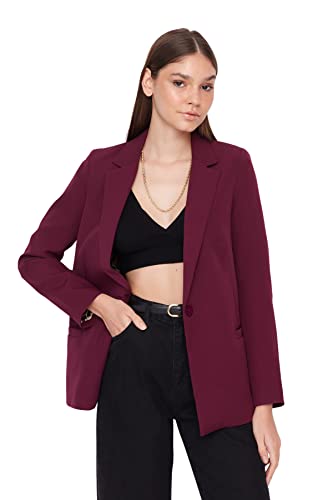 Trendyol Women's Damen Regular Zweireihig Plain Webstoff Blazer Coat, Purple, 40 von TRENDYOL