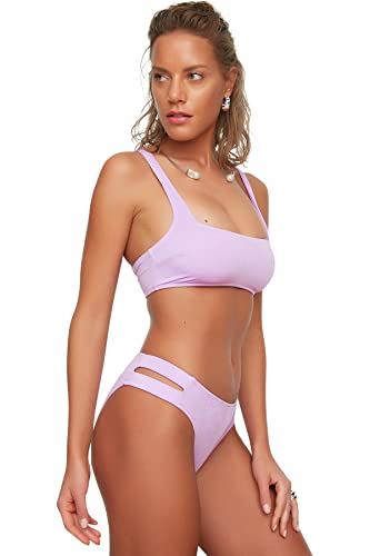 TRENDYOL Damen Detaillierter Ausschneiden Bikini Bottoms, Lila, 36 von TRENDYOL