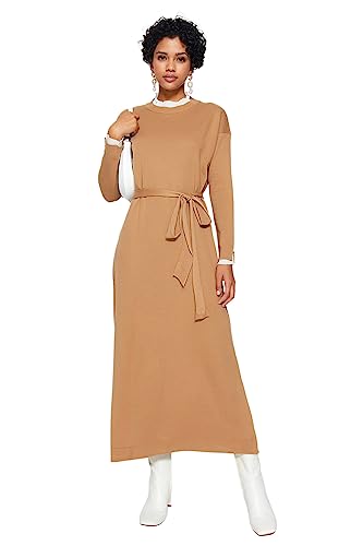 Trendyol Women's Dress-Brown-Shift Kleid, Camel, Small von TRENDYOL