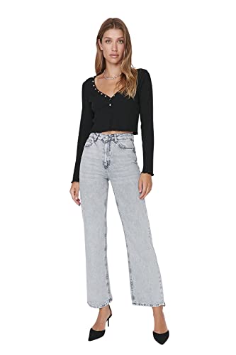 Trendyol Women's Herren Hoher Bund Weites Bein der 90er Jeans, Gray, 36 Trendyol Women's Herren Hoher Bund Weites Bein der 90er Jeans, Gray, 36 von TRENDYOL
