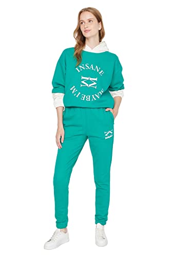 TRENDYOL Women's Herren Mittlerer Bund Jogger Jogginghose Sweatpants, Emerald Green, L von TRENDYOL