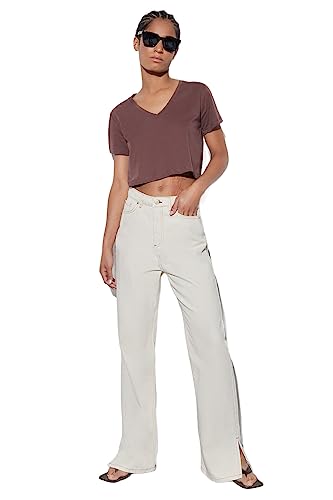 Trendyol Women's Herren Mittlerer Bund Weites Bein der 90er Jeans, White, 40 von TRENDYOL