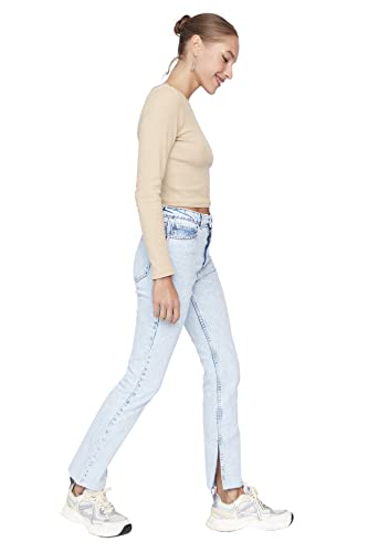 Trendyol Women's Herren Petite Hoher Bund Flared Jeans, Blue, 40 Trendyol Women's Herren Petite Hoher Bund Flared Jeans, Blue, 40 von TRENDYOL