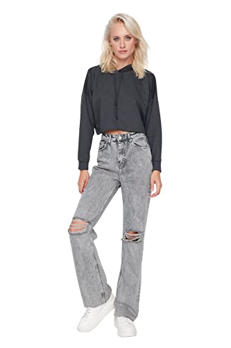 Trendyol Women's Herren Young Hoher Bund Weites Bein der 90er Jeans, Gray, 42 Trendyol Women's Herren Young Hoher Bund Weites Bein der 90er Jeans, Gray, 42 von TRENDYOL