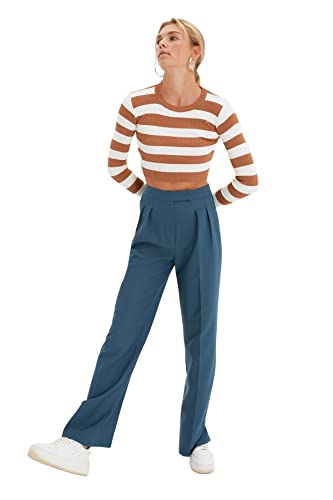 Trendyol Women's High Waist Wide Leg Pants, Öl, 42 von TRENDYOL