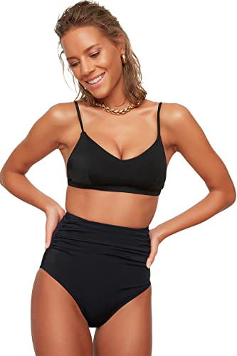 TRENDYOL Damen Corsets High Waist Bikini Bottoms, Schwarz, 38 EU von TRENDYOL