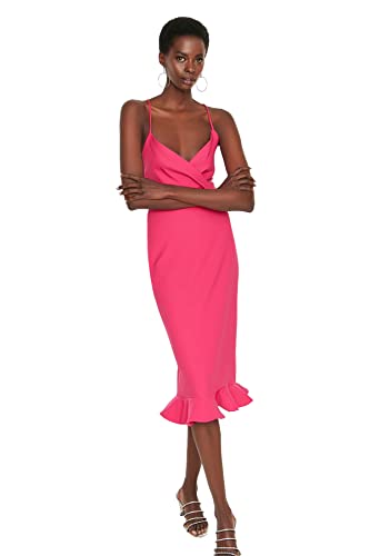 Trendyol Women's Kreuzbandkleid Dress, Fuchsia, 38 von TRENDYOL