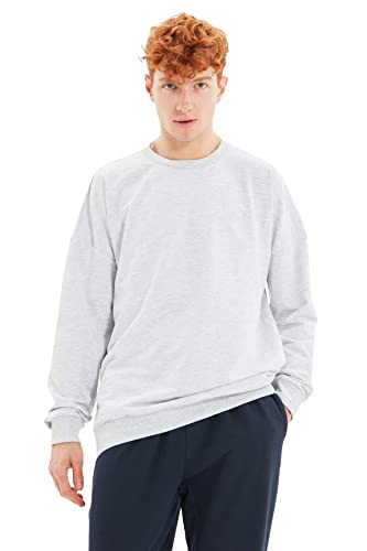 Trendyol grau männlich regelmäßige fit langarm fahrradkragen reißverpacker sweatshirt, grau, von TRENDYOL