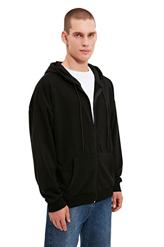 Trendyol schwarzes männliches Übergroß-Passform-Sweatshirt, schwarz, von TRENDYOL