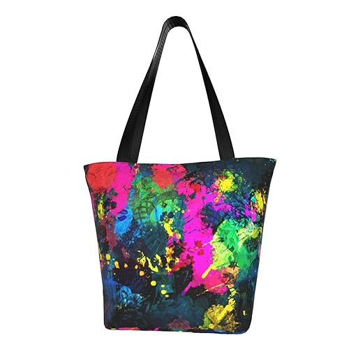 Frauen Schulter Tote Taschen Mit Reißverschluss Casual Handtasche Strand Tasche Große Crossbody Für Shopping Arbeit Business Reisen/Bäume Und Tiere, Bunte abstrakte Malerei., Einheitsgröße von TRESILA