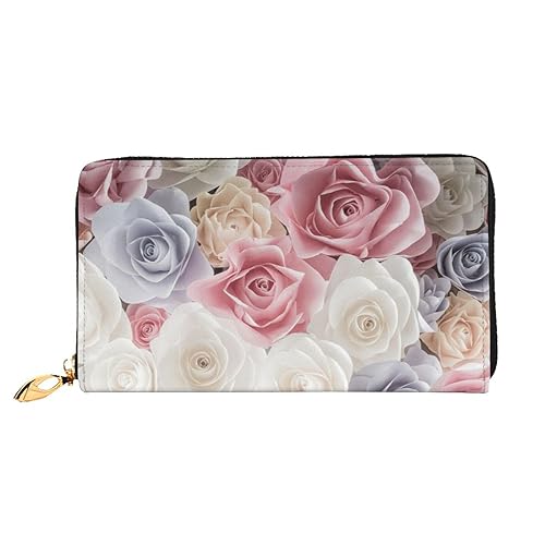 TRESILA Brieftasche Frauen Lange Leder Reißverschluss Geldbörse Telefon Kartenhalter Caseclutch Geldbörse Münze Organizer Brieftasche - Gelb Sonnenblumenfeld, Rose Blume Floral, Einheitsgröße von TRESILA