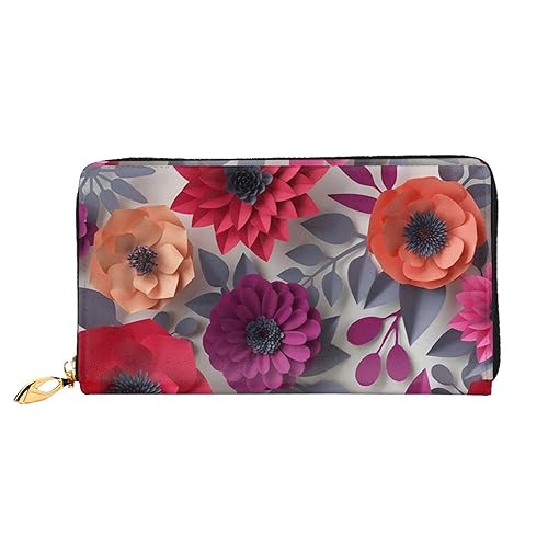 TRESILA Brieftasche Frauen Lange Leder Reißverschluss Geldbörse Telefon Kartenhalter Caseclutch Geldbörse Münze Organizer Brieftasche - Gelb Sonnenblumenfeld, Rote und rosa Blumen, Einheitsgröße von TRESILA