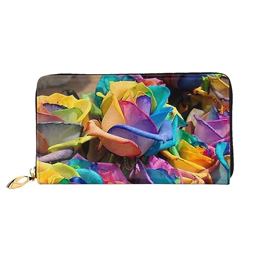 TRESILA Brieftasche Frauen Lange Leder Reißverschluss Geldbörse Telefon Kartenhalter Caseclutch Geldbörse Münze Organizer Brieftasche - Rote Tulpe, Rosen Blumen, Einheitsgröße von TRESILA