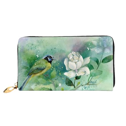 TRESILA Damen-Geldbörse aus Leder, großes Fassungsvermögen, lange Geldbörse, Clutch, Handy-Kartenhalter, Kreditkartenetui, Münzorganizer, Geldbörse für Damen und Herren, tanzende Feder, Gardenia von TRESILA