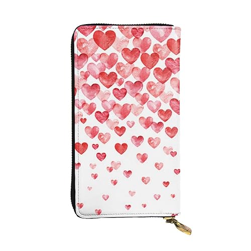 TRESILA Damen Leder Geldbörse Lange Geldbörse Handy Kartenhalter Fall Kreditkarte Geldbörse Münze Organizer Brieftasche für Frauen Herren – Cowboy Ride Horse, Falling Red Hearts, Einheitsgröße von TRESILA