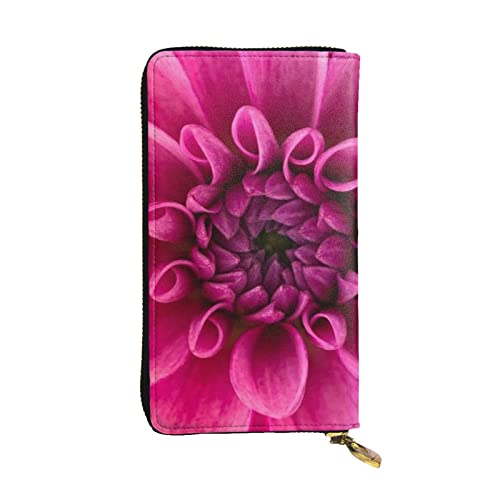 TRESILA Damen Leder Geldbörse Lange Geldbörse Handy Kartenhalter Fall Kreditkarte Geldbörse Münze Organizer Geldbörse für Frauen Herren – Herzförmige Blumenblätter, Pink Dahlia, Einheitsgröße von TRESILA