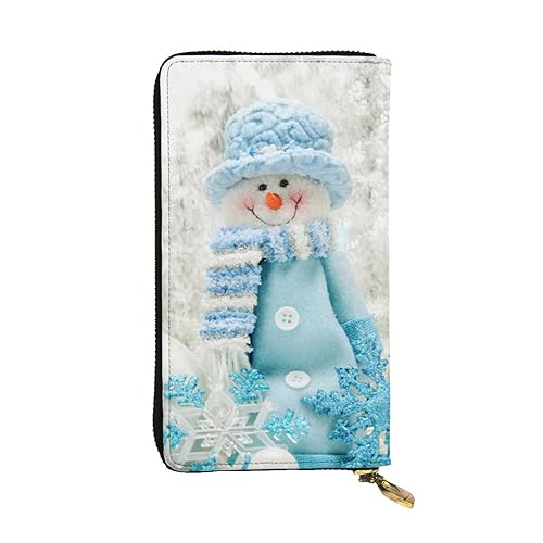 TRESILA Damen Leder Geldbörse Lange Geldbörse Handy Kartenhalter Fall Kreditkarte Geldbörse Münzorganizer Brieftasche für Frauen Herren – Lavendel Blume, Happy Snowman, Einheitsgröße von TRESILA